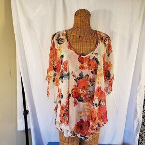 Adele & May Floral Print Poncho Blouse - L